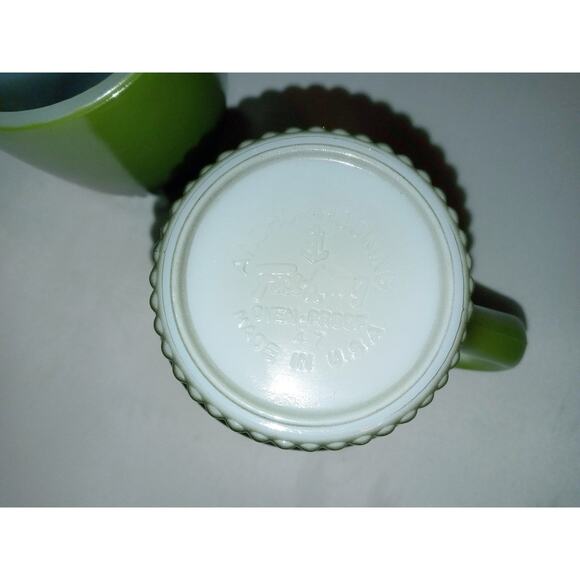 Anchor Hocking Avocado Green Stackable Fire King Mugs Black Ombre - Picture 3 of 5